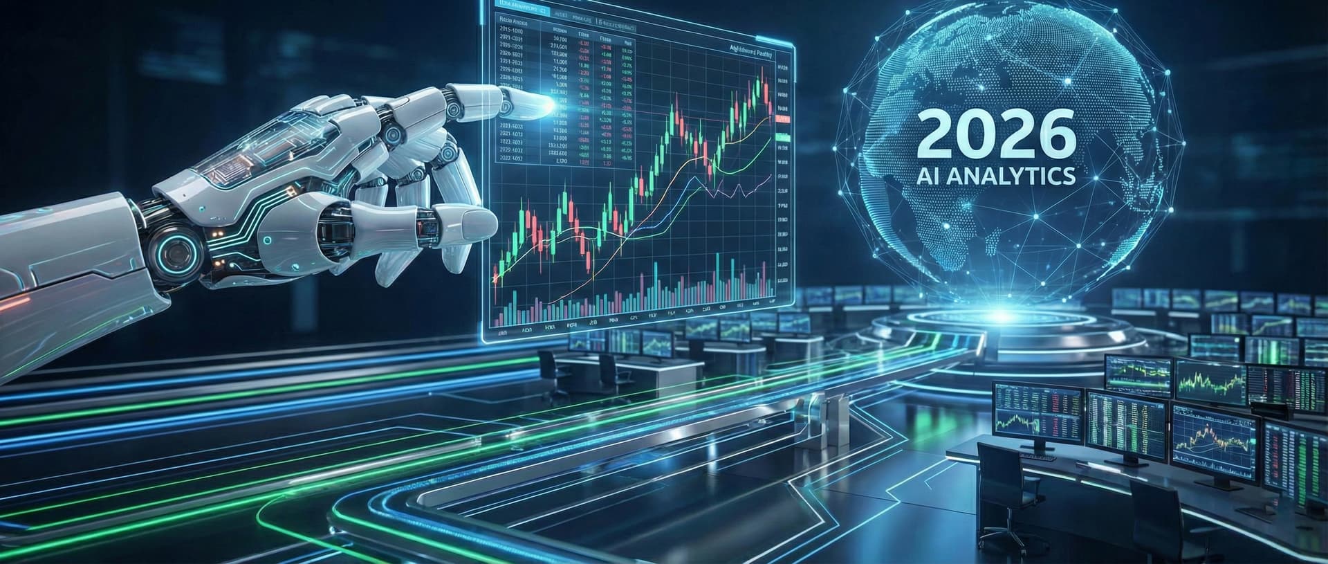 AI trading algorithms competing with human traders on stock market screens in 2026